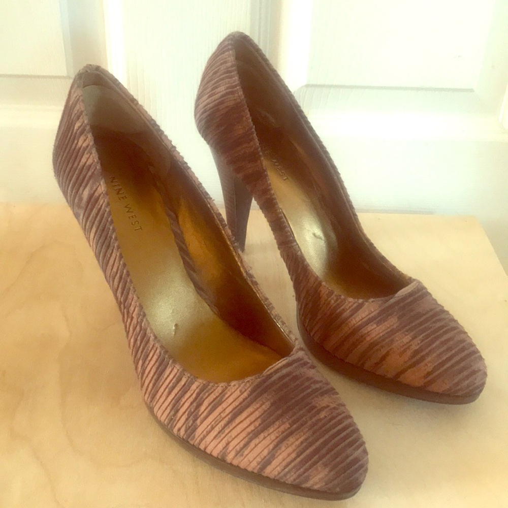 GUC Nine West Heels, brown & black stripes